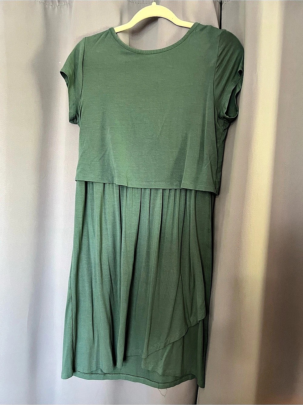 Gap Maternity Overlay Nursing Dress Women's Midi Green Medium